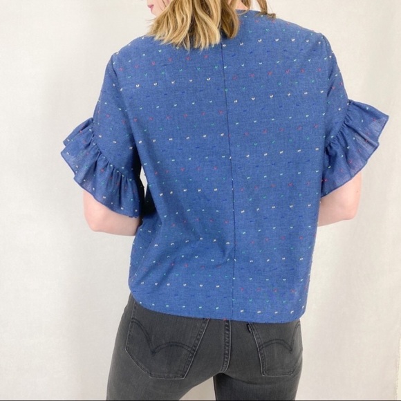 Drew Anthropologie Chambray Flutter Sleeves Blouse c1. - Picture 3 of 12